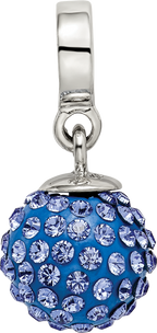 Sophia Jewelers Sterling Silver Crystal Ball Dangle Bead with Blue Preciosa Stones