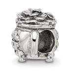 Sterling Silver 925 Antiqued Bead with Pot-of-Gold Themed Design