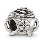 Sterling Silver 925 Antiqued Bead with Pot-of-Gold Themed Design