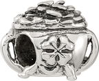 Sterling Silver 925 Antiqued Bead with Pot-of-Gold Themed Design