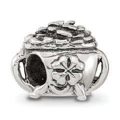 Sterling Silver 925 Antiqued Bead with Pot-of-Gold Themed Design
