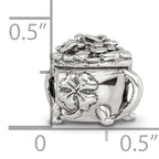 Sterling Silver 925 Antiqued Bead with Pot-of-Gold Themed Design