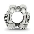 Sterling Silver Claddagh Bead with Antiqued Finish Solid Cast Design