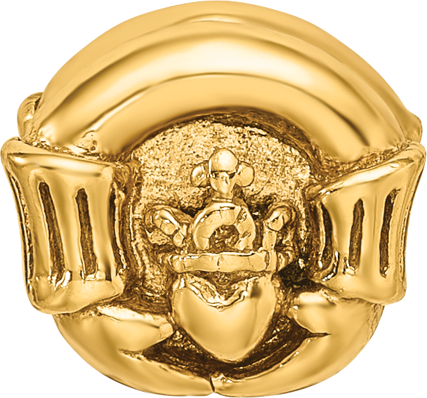 Sterling Silver 925 Gold-Plated Claddagh Bead with Polished Finish
