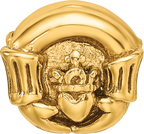 Sterling Silver 925 Gold-Plated Claddagh Bead with Polished Finish