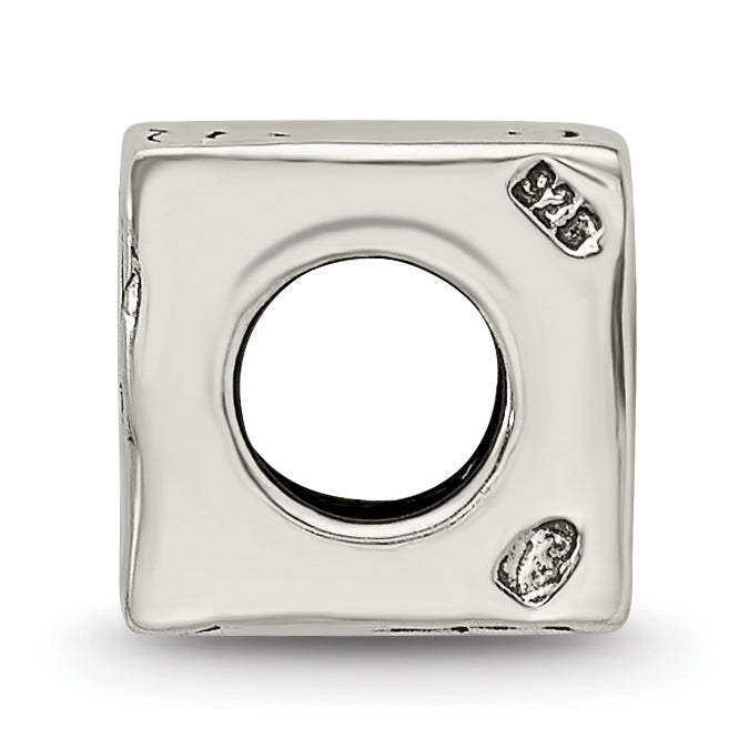 Sterling Silver 925 Celtic Block Bead with Antiqued Finish Solid Themed Design