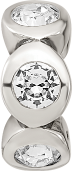 Sterling Silver 925 April Birthstone Bead with White Crystal