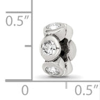 Sterling Silver 925 April Birthstone Bead with White Crystal