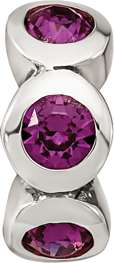 Sterling Silver 925 Bead with Purple Preciosa Crystal Birthstone Antique Finish