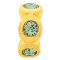 Sterling Silver Gold-plated Reflections Aug Green Preciosa Crystal Bead
