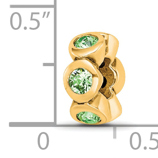 Sterling Silver Gold-plated Reflections Aug Green Preciosa Crystal Bead