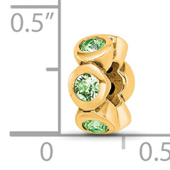 Sterling Silver Gold-plated Reflections Aug Green Preciosa Crystal Bead