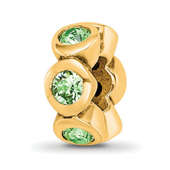 Sterling Silver Gold-plated Reflections Aug Green Preciosa Crystal Bead