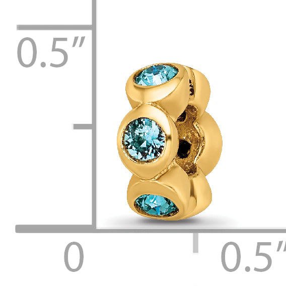 Sterling Silver Gold-plated Reflections Dec Blue Preciosa Crystal Bead