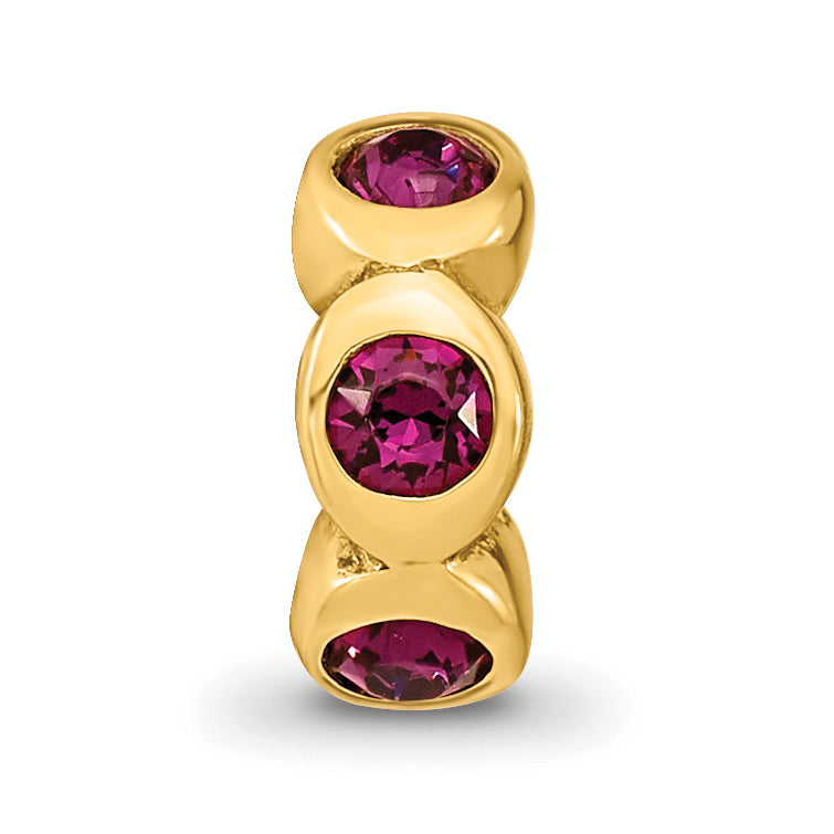 Sterling Silver Gold-plated Reflections Feb Purple Preciosa Crystal Bead
