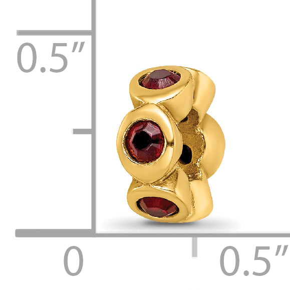Sterling Silver Gold-plated Reflections Jan Red Preciosa Crystal Bead