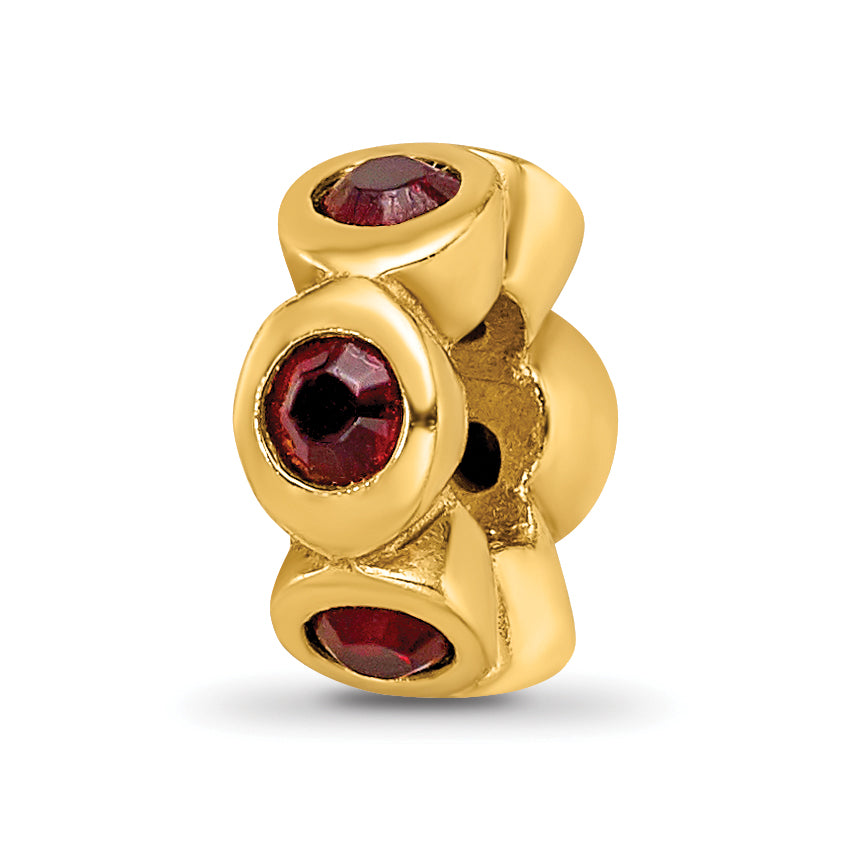Sterling Silver Gold-plated Reflections Jan Red Preciosa Crystal Bead