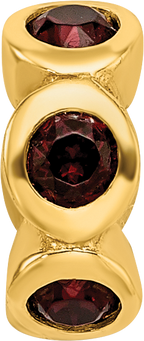 Sterling Silver 925 Gold-Plated June Red Crystal Bead Polished Finish