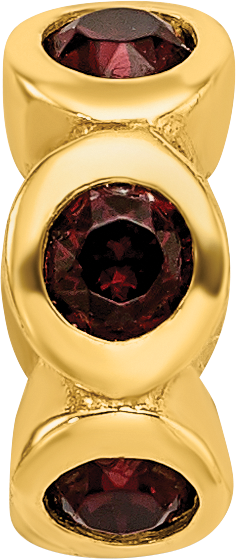 Sterling Silver 925 Gold-Plated June Red Crystal Bead Polished Finish