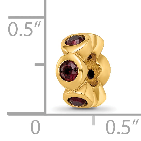 Sterling Silver 925 Gold-Plated June Red Crystal Bead Polished Finish