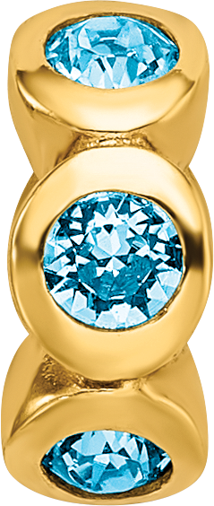 Sterling Silver Gold-plated Reflections March Blue Preciosa Crystal Bead