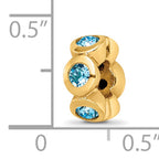 Sterling Silver Gold-plated Bead with Blue Crystals  Elegant Polished Finish