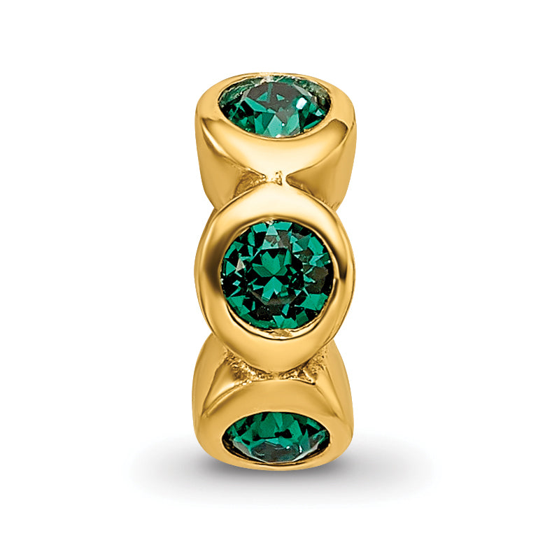 Sterling Silver Gold-plated Reflections May Green Preciosa Crystal Bead