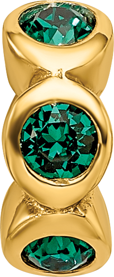Sterling Silver Gold-plated Reflections May Green Preciosa Crystal Bead