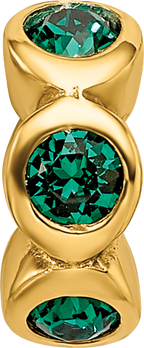 Sterling Silver Gold-plated Reflections May Green Preciosa Crystal Bead