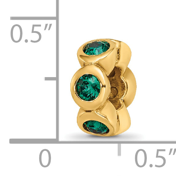 Sterling Silver Gold-plated Reflections May Green Preciosa Crystal Bead