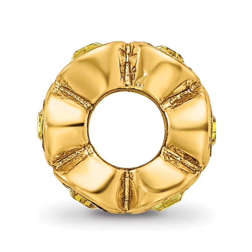 Sterling Silver Gold-Plated Bead with Yellow Crystals Polished Finish Secondary image