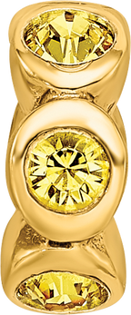 Sterling Silver Gold-Plated Bead with Yellow Crystals Polished Finish