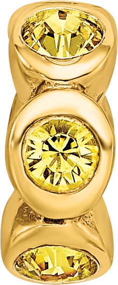 Sterling Silver Gold-Plated Bead with Yellow Crystals Polished Finish