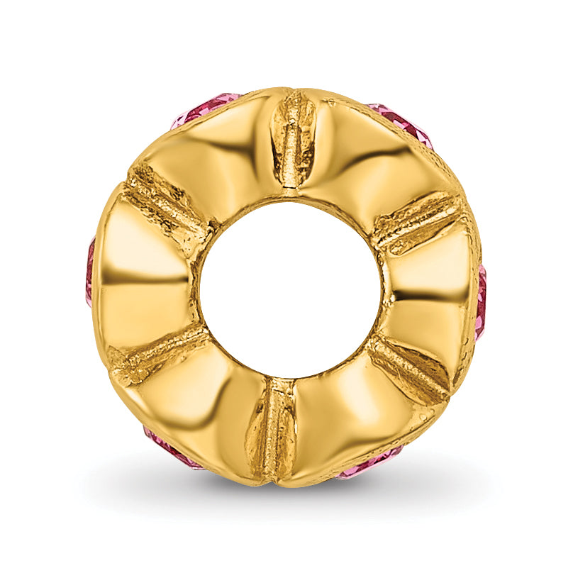 Sterling Silver Gold-plated Reflections Oct Pink Preciosa Crystal Bead
