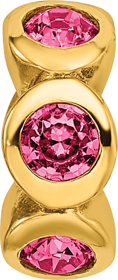 Sterling Silver Gold-plated Reflections Oct Pink Preciosa Crystal Bead