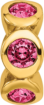 Sterling Silver Gold-plated Reflections Oct Pink Preciosa Crystal Bead