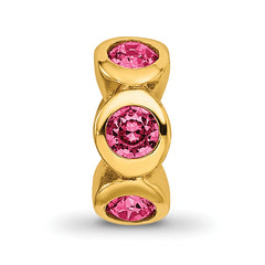 Sterling Silver Gold-plated Reflections Oct Pink Preciosa Crystal Bead