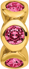 Sterling Silver Gold-plated Reflections Oct Pink Preciosa Crystal Bead