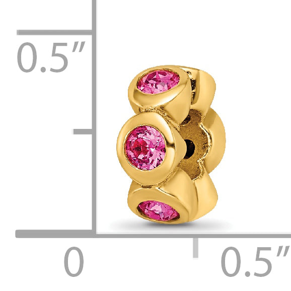 Sterling Silver Gold-plated Reflections Oct Pink Preciosa Crystal Bead
