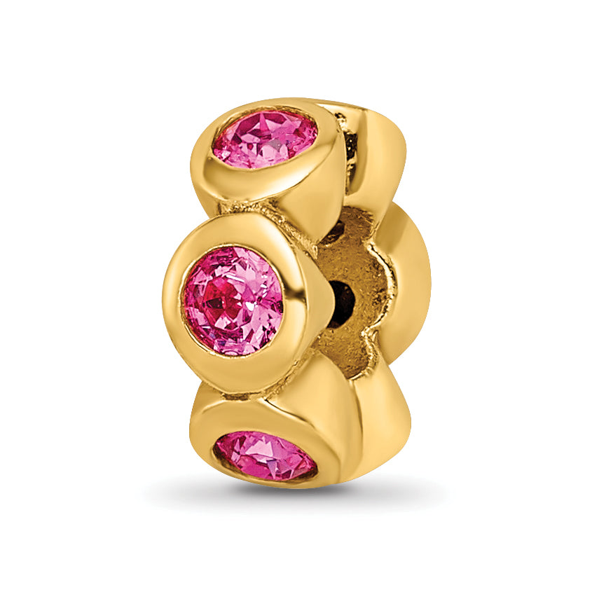 Sterling Silver Gold-plated Reflections Oct Pink Preciosa Crystal Bead Main image