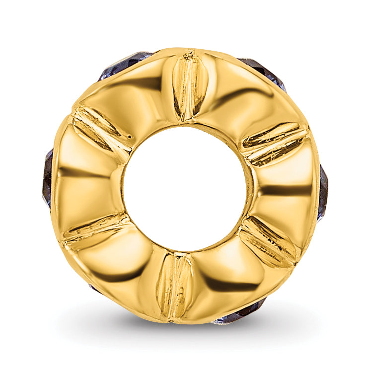 Sterling Silver Gold-plated Reflections Sept Blue Preciosa Crystal Bead