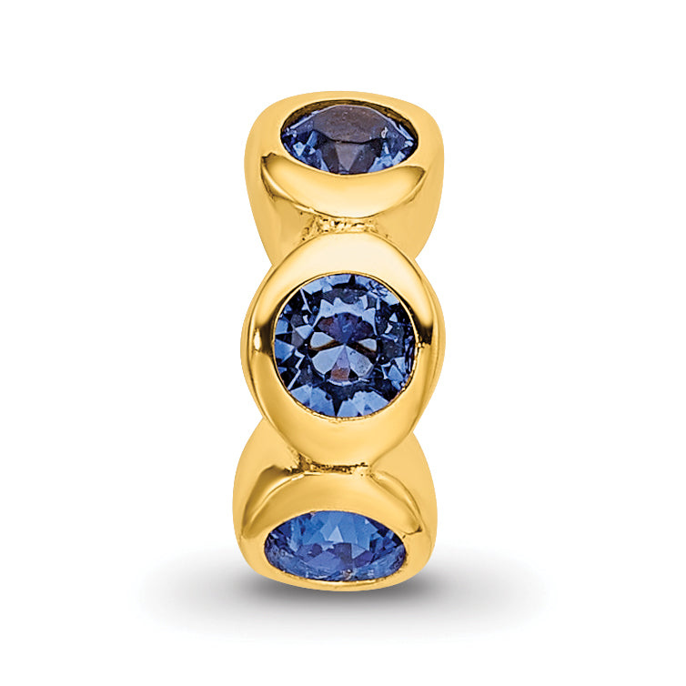 Sterling Silver Gold-plated Reflections Sept Blue Preciosa Crystal Bead