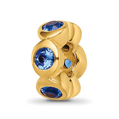 Sterling Silver Gold-plated Reflections Sept Blue Preciosa Crystal Bead
