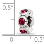 Sterling Silver 925 Antiqued Bead with July Red Crystal Birthstone
