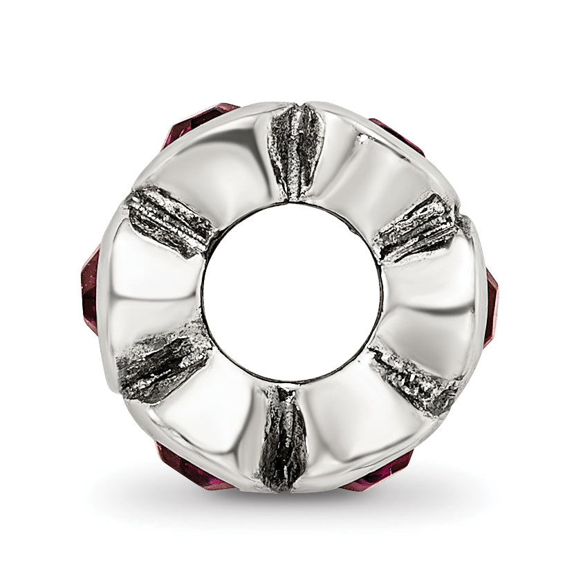 Sterling Silver 925 Bead with Antique Finish and Red June Birthstone Crystals Secondary image