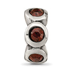 Sterling Silver 925 Bead with Antique Finish and Red June Birthstone Crystals