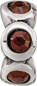 Sterling Silver 925 Bead with Antique Finish and Red June Birthstone Crystals