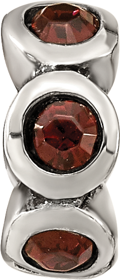 Sterling Silver 925 Bead with Antique Finish and Red June Birthstone Crystals