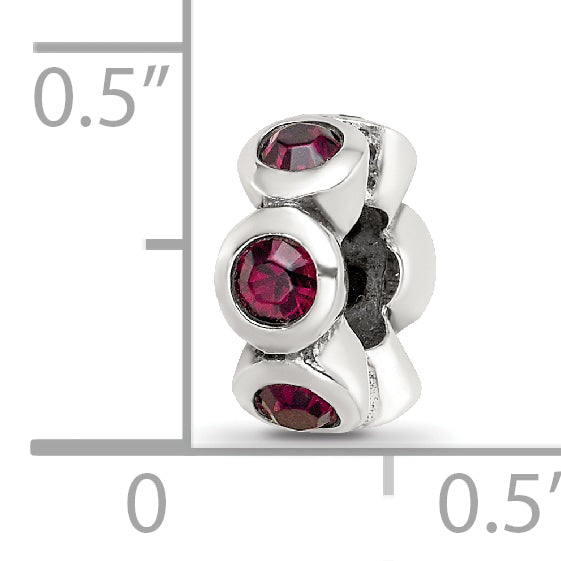 Sterling Silver 925 Bead with Antique Finish and Red June Birthstone Crystals