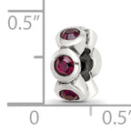 Sterling Silver 925 Bead with Antique Finish and Red June Birthstone Crystals